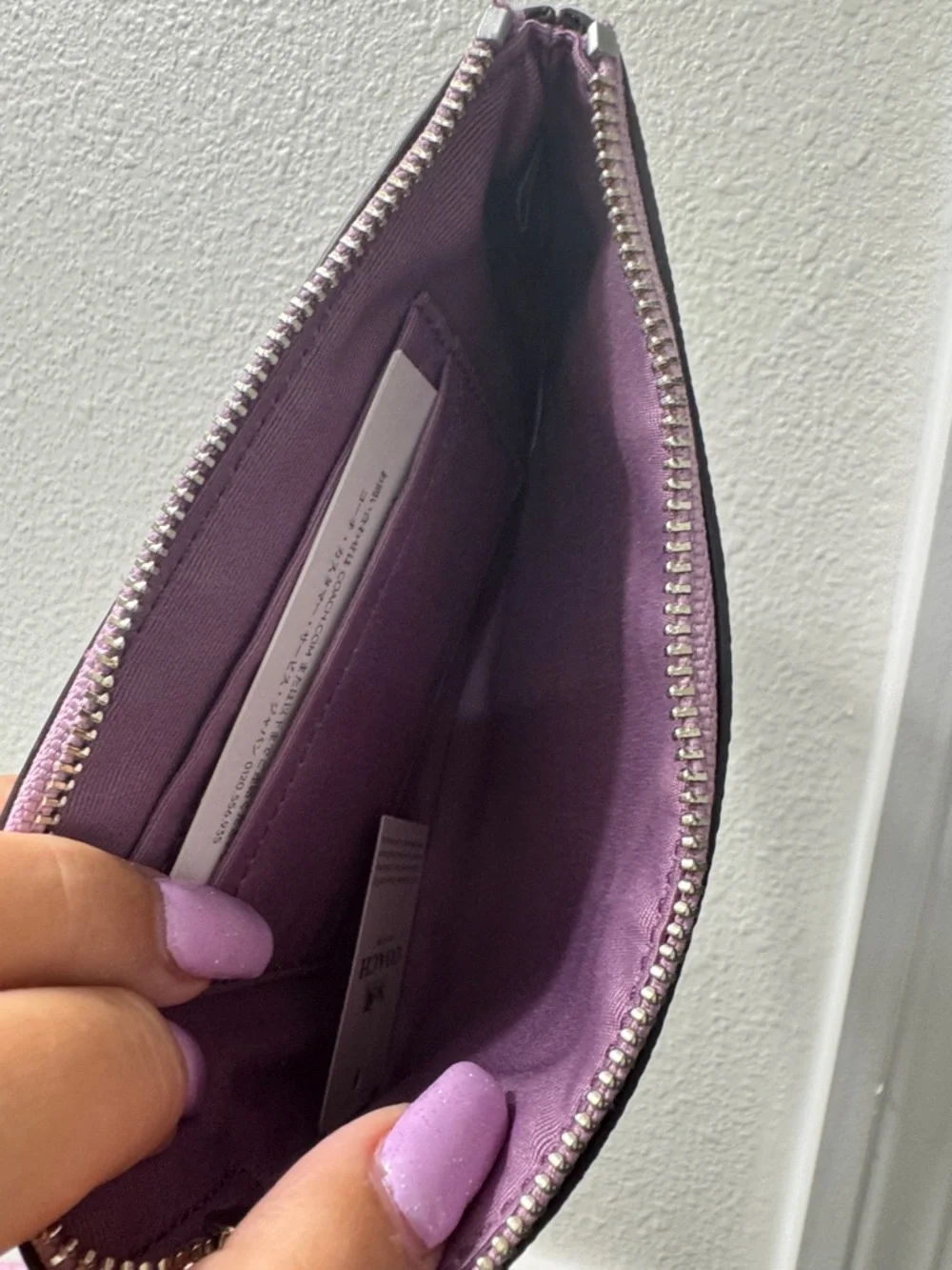 Coach Lavender Leather Wristlet Pouch